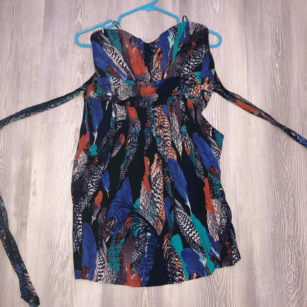 Kismet Strapless peacock medium dress with pockets